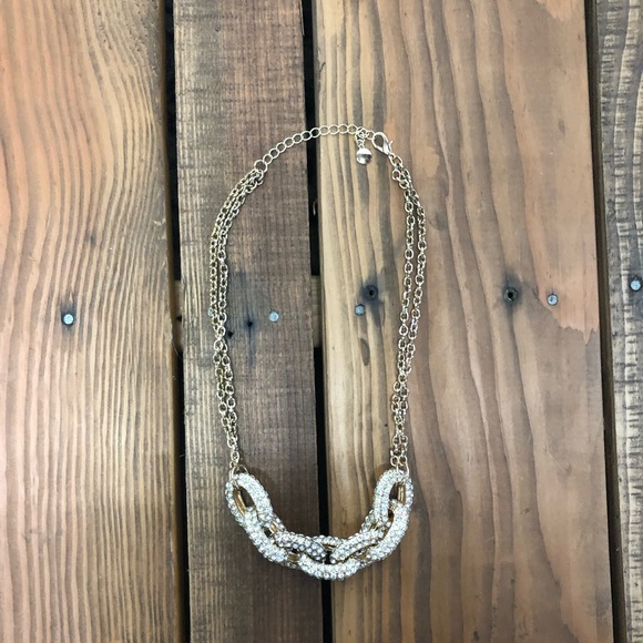 Mossimo gold chain link rhinestone necklace - Picture 2 of 10